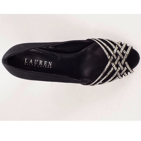 Ralph Lauren Balina black satin pumps 10B - Picture 3 of 8